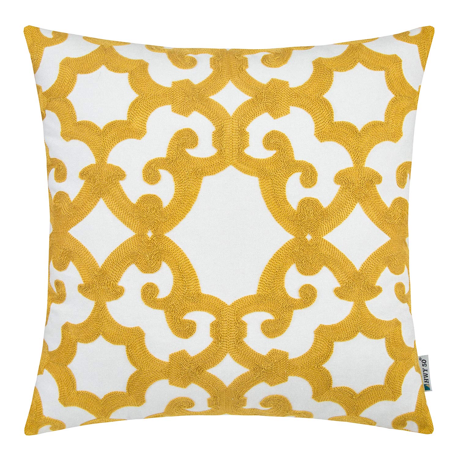 Hwy 50 Decorative Couch Throw Pillow Cover 18X18 Inch Embroidered Cotton Throw Pillows Cases Cushion Cover For Living Room Sofa