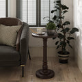 COZAYH Pedestal Small Drinking Table, Traditional Tray Top End Table, Espresso