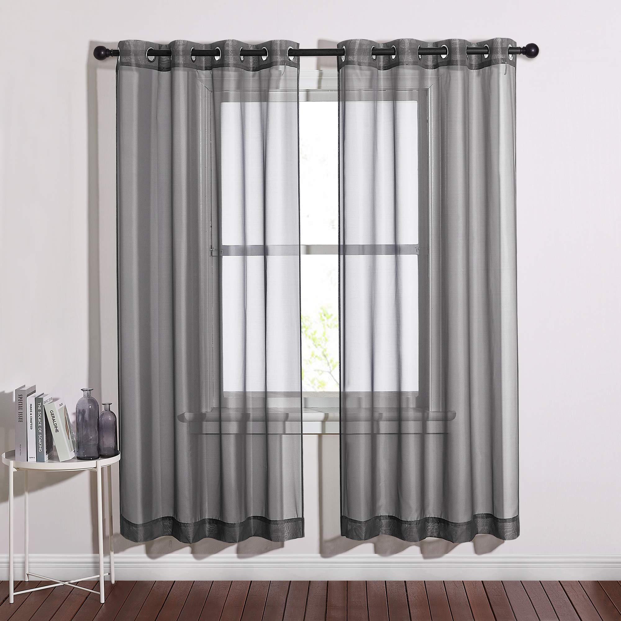Nicetown Sheer Voile Window Curtains - Elegant Soft Sheer Window Treatment Home Decorations For Nursery/Bedroom/Office (54' W X