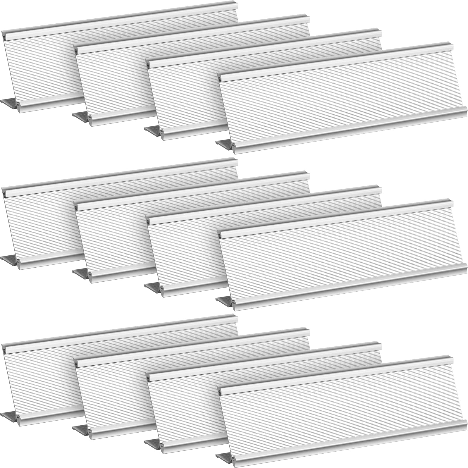 Leifide 12 Pack Aluminum Name Plate Holder For Desk 2 X 8 Inch Name Plates Office Business Desk Holder Desktop Table Display For