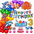 Partyjoy Sea Animals Theme Birthday Decoration Kit, Ocean Party Decoration Set For Kids, Happy Birthday Banner, Dolphin Shark Oc