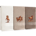 Hillsuren 3 Pcs Western Horse Hand Towels Set for Bathroom 100% Cotton Embroidered Decorative Equestrian Horse Themed Gifts Farm