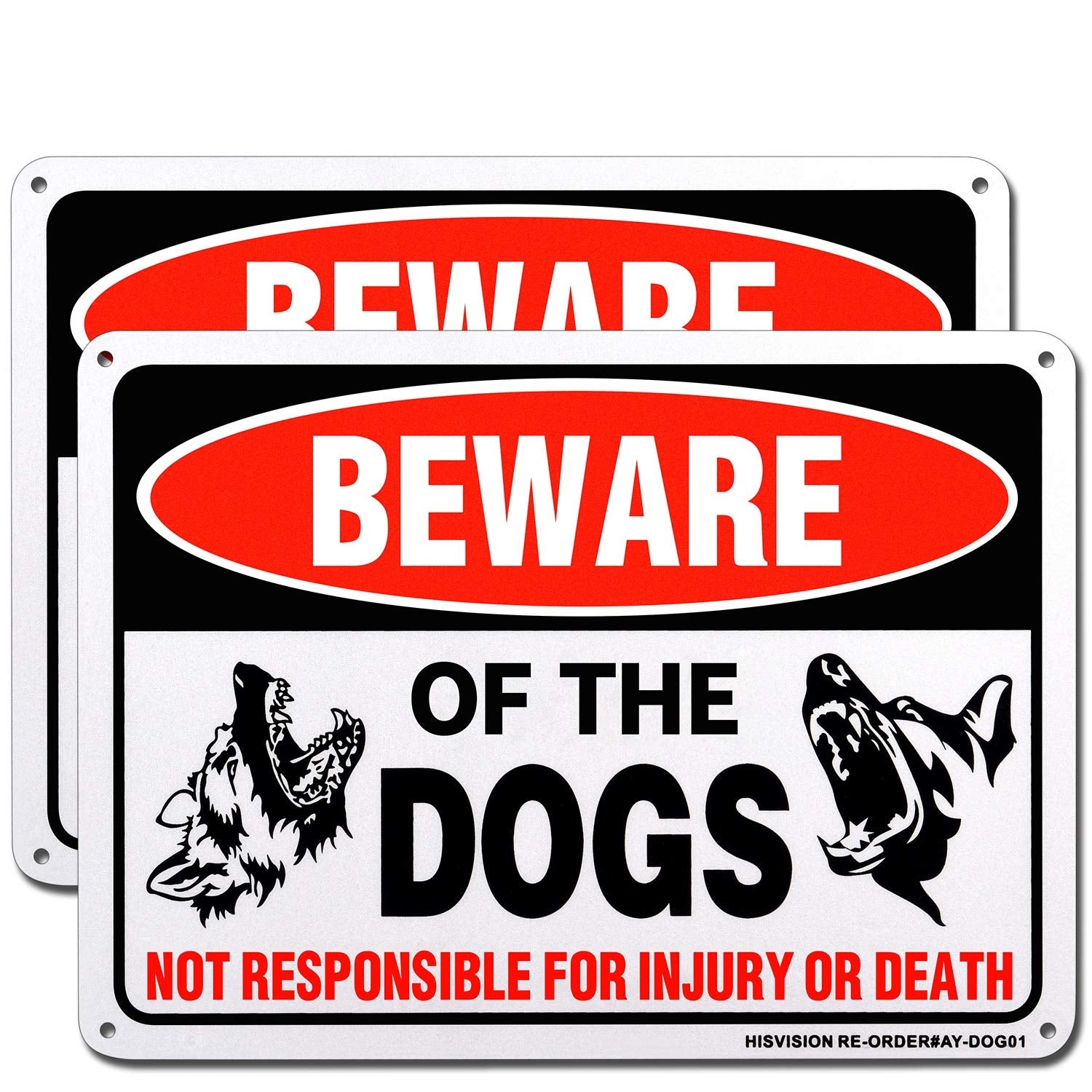 Beware Of Dog Sign, 2 Pack 10'X 7' Rust Free .40 Aluminum, Uv Printed- Professional Graphics- Easy To Mount- Indoor Or Outdoor