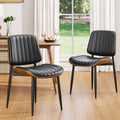 Yafiti Dining Chairs Set Of 2, Fsc Certified Mid Century Modern Dining Room Kitchen Chairs, Upholstered Pu Leather Vertical Stri