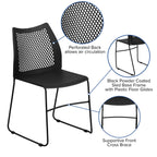 Flash Furniture HERCULES Series 661 lb. Capacity Black Stack Chair with Air-Vent Back and Black Powder Coated Sled Base