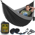 Durable Hammock 550 lb Capacity, Nylon Camping Hammock Chair - Double or Single Sizes w/Tree Straps and Attached Carry Bag - for