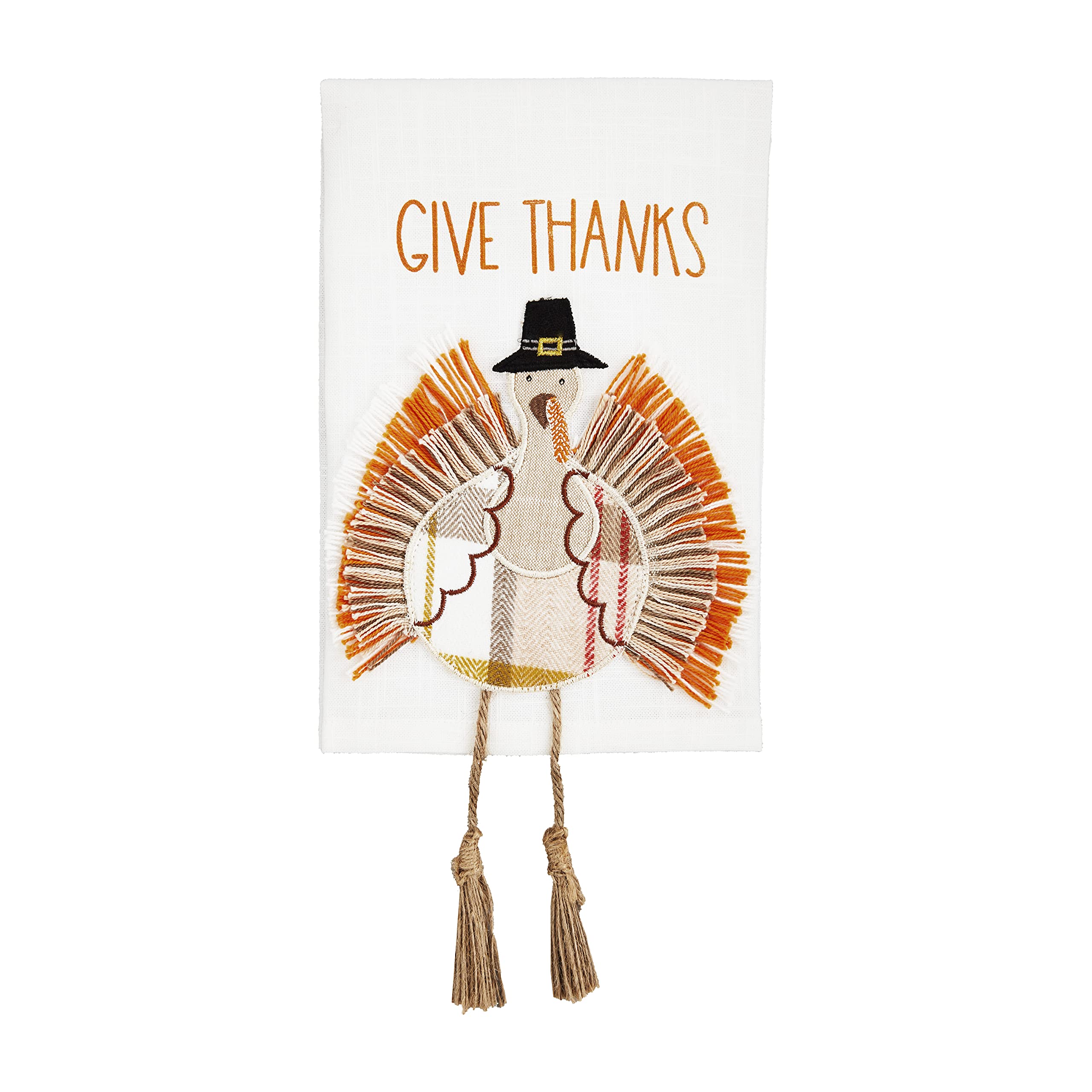 Mud Pie Thanksgiving Turkey Dangle Leg Towel, Give Thanks, 21 x 14