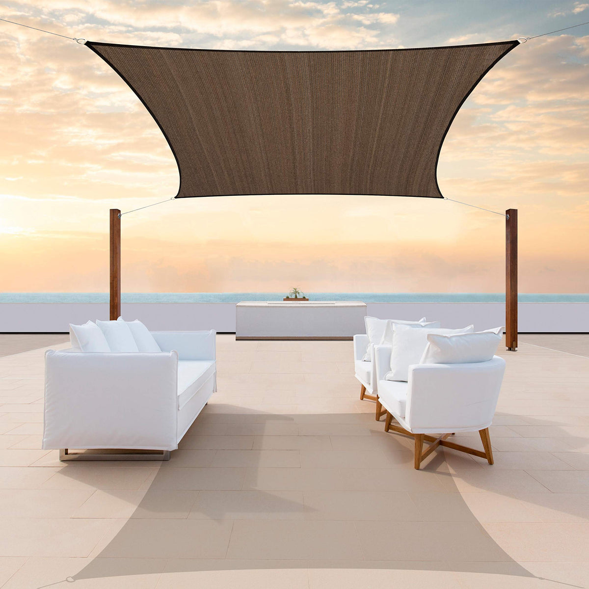 Colourtree Ctslr Custom Size 7' X 13' Brown Sun Shade Sail Canopy Uv Block Upf50  Rectangle - Commercial Standard Heavy Duty - 1