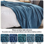 Newcosplay Super Soft Queen Blanket Dark Blue Premium Silky Flannel Fleece Leaves Pattern Lightweight Bed Blanket All Season Use