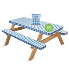 Hudson Comfort Picnic Table Cover With Bench Covers – 500 Gsm Reusable Heavy Duty Vinyl Outdoor Table Cover - Waterproof Picnic Tablecloth With Carry Case (Blue, 72X30 Inch) (6 Feet Long)