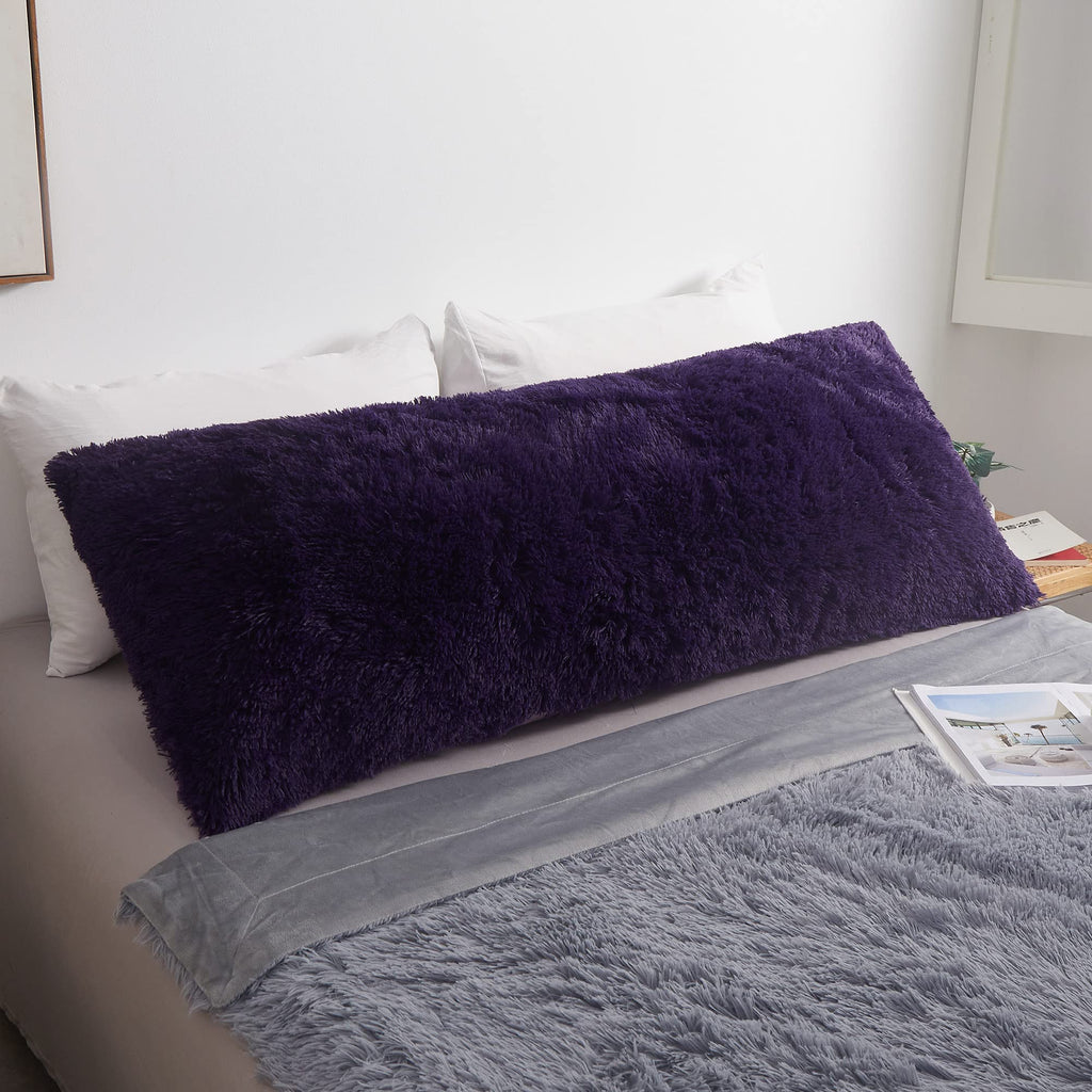MEGO Shaggy Plush Body Pillow Cover, Faux Fur Fluffy Body Pillowcase, 20x54 Boho Fuzzy Body Pillow Case, Furry Long Big Throw Pi