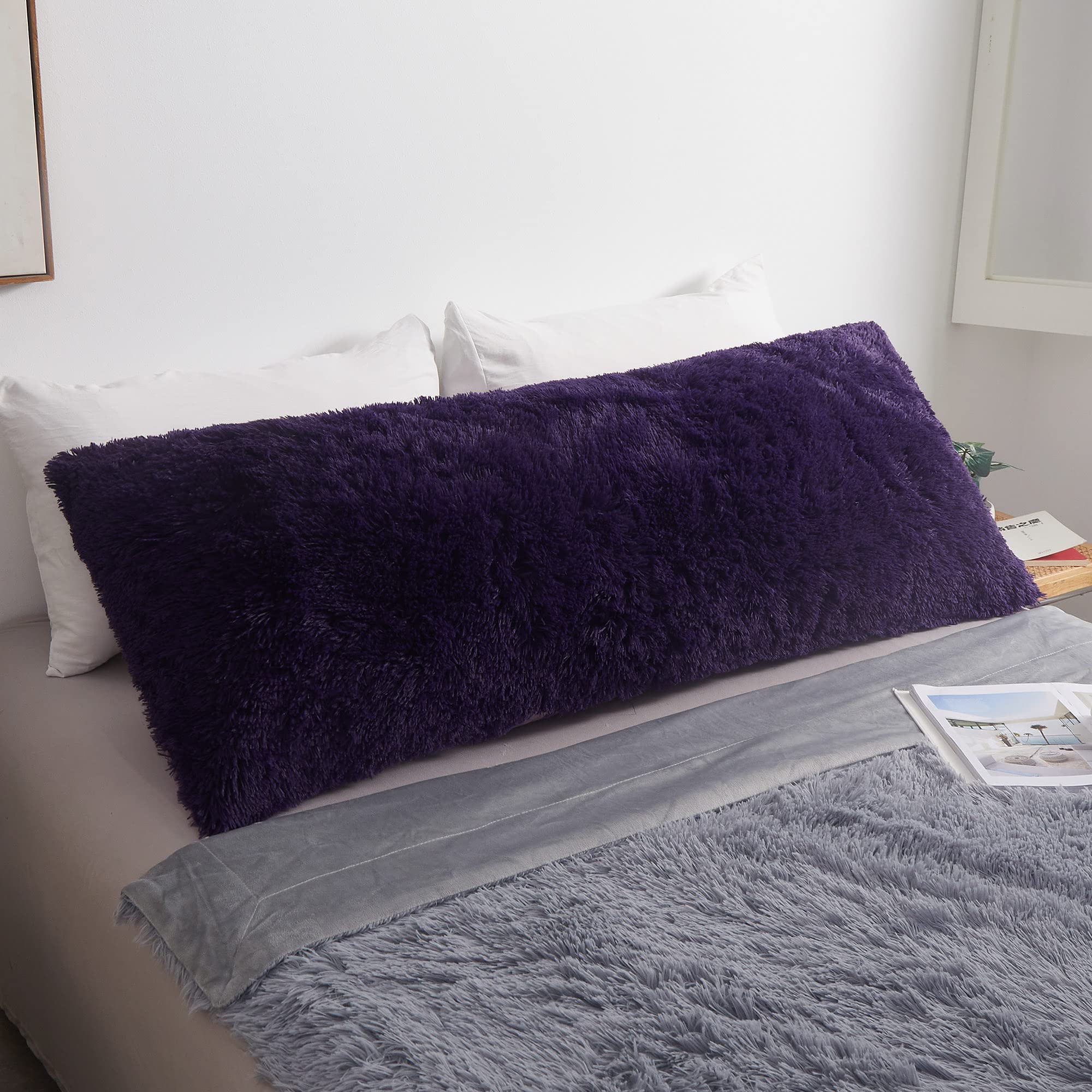 MEGO Shaggy Plush Body Pillow Cover, Faux Fur Fluffy Body Pillowcase, 20x54 Boho Fuzzy Body Pillow Case, Furry Long Big Throw Pi