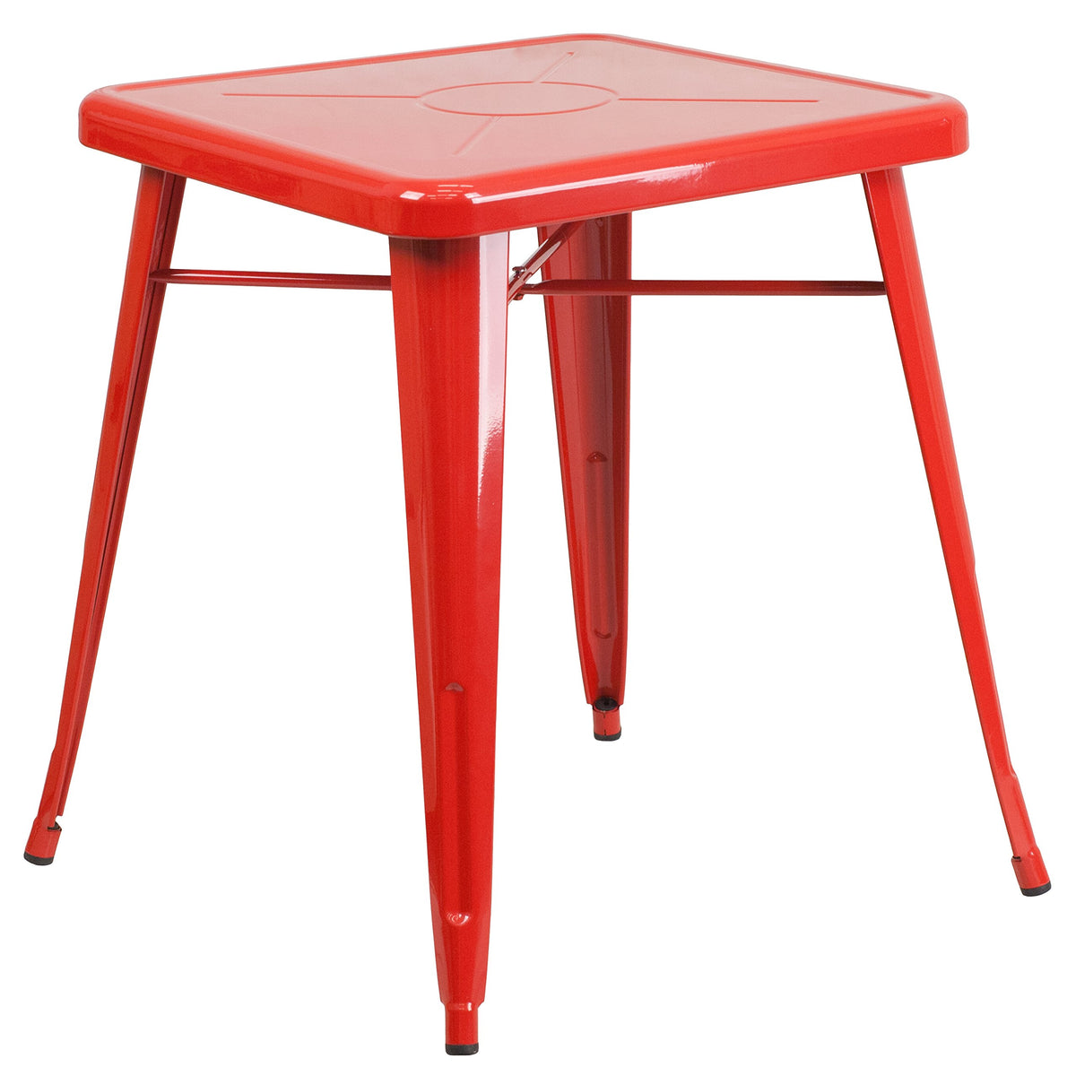 Flash Furniture Prince Commercial Grade 23.75&quot; Square Red Metal Indoor-Outdoor Table