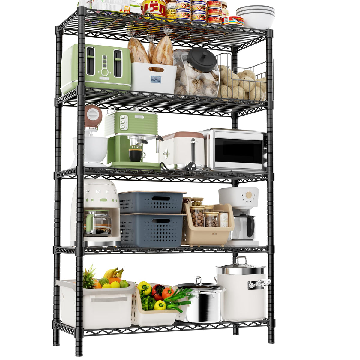 ROOMTEC Storage Shelves Heavy Duty, 36'' L x 14'' W x 72'' H Garage Wire Shelving Unit Loads 1750LBS, 5-Tier Adjustable Metal In