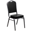 Flash Furniture HERCULES Series Crown Back Stacking Banquet Chair in Black Vinyl - Silver Vein Frame
