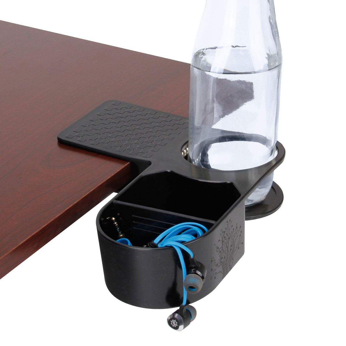 Enhance Clip On Desk Cup Holder - Desktop Organizer Clamp, Water Bottle Holder, Remote Holder - Home Office Desk Accessories - D