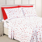 Elegant Comfort Luxury Soft Bed Sheets Heart Pattern - 1500 Premium Hotel Quality Microfiber Softness Wrinkle And Fade Resistant (6-Piece) Bedding Set, Queen, Valentina