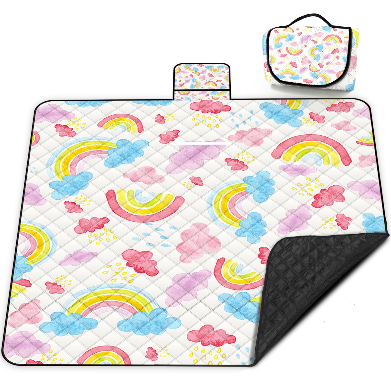 Extra Large Picnic Blanket Waterproof,80x 80Foldable Machine Washable Beach Blanket,Outdoor Blanket for 6-8 Adults,Picnic Mat Su
