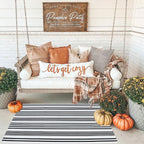Black And White Striped Outdoor Rug Front Porch Rug 27.5'X43' Cotton Hand-Woven Welcome Mats Layered Door Mats For Front Porch