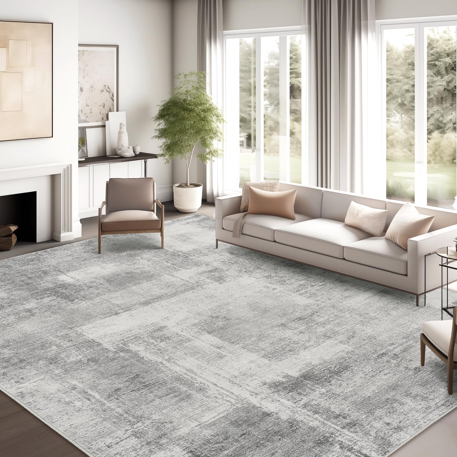 zesthome Washable Rug 8x10, Modern Abstract Rugs for Living Room, Ultra Soft 8x10 Area Rugs, Stain Resistant Rugs for Bedroom, U