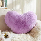 EastTree Heart Pillows, Purple Heart Shaped Pillows, Love Throw Pillows Gifts, Ultra Faux Rabbit Fur Soft Small Cute Fluffy Pill