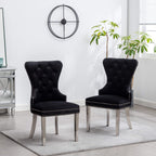 Montura Contemporary Tufted Velvet Chair With Nailhead Trim, Set Of 2, Black