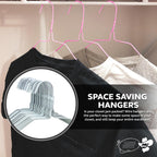 200 Wire Hangers - Pink Metal Hangers In Bulk - 18 Inch Thin Standard Dry Cleaner Coated Steel