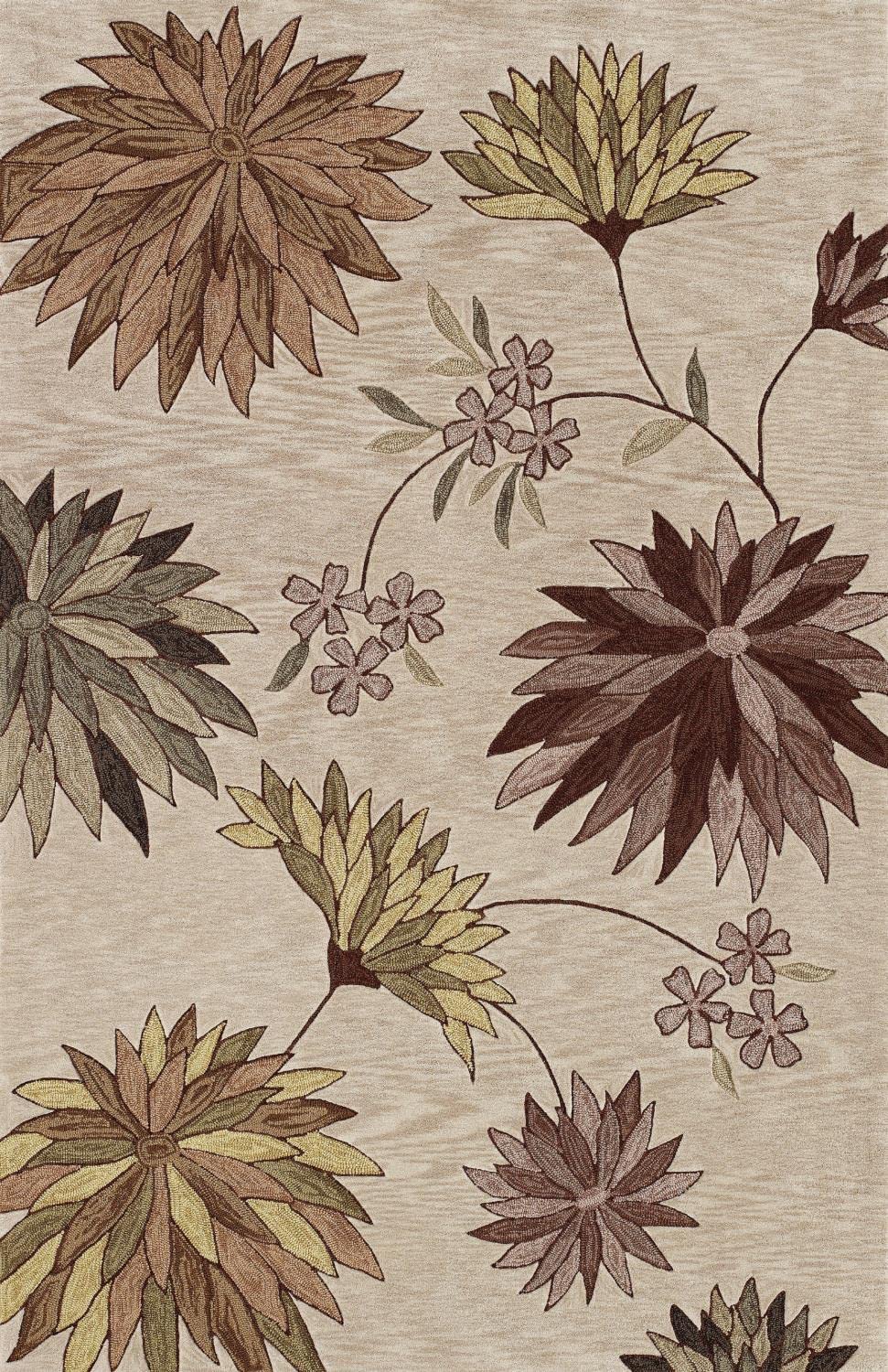 Dalyn Studio Ivory, Taupe, Celery, Mocha Brown Star Burst Floral Motif 5 By 7-Feet 9-Inch Area Rug