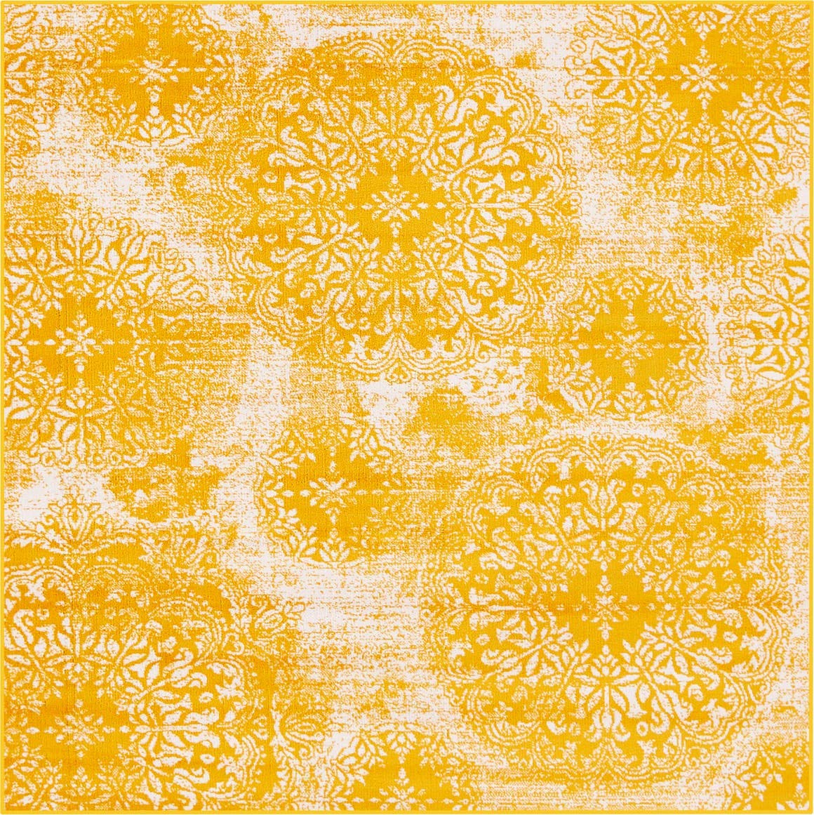 Unique Loom Sofia Collection Area Rug - Grand (6 1 Square, Yellow/ Ivory)