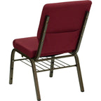 Flash Furniture Hercules Series 18.5''W Church Chair In Burgundy Fabric With Book Rack - Gold Vein Frame