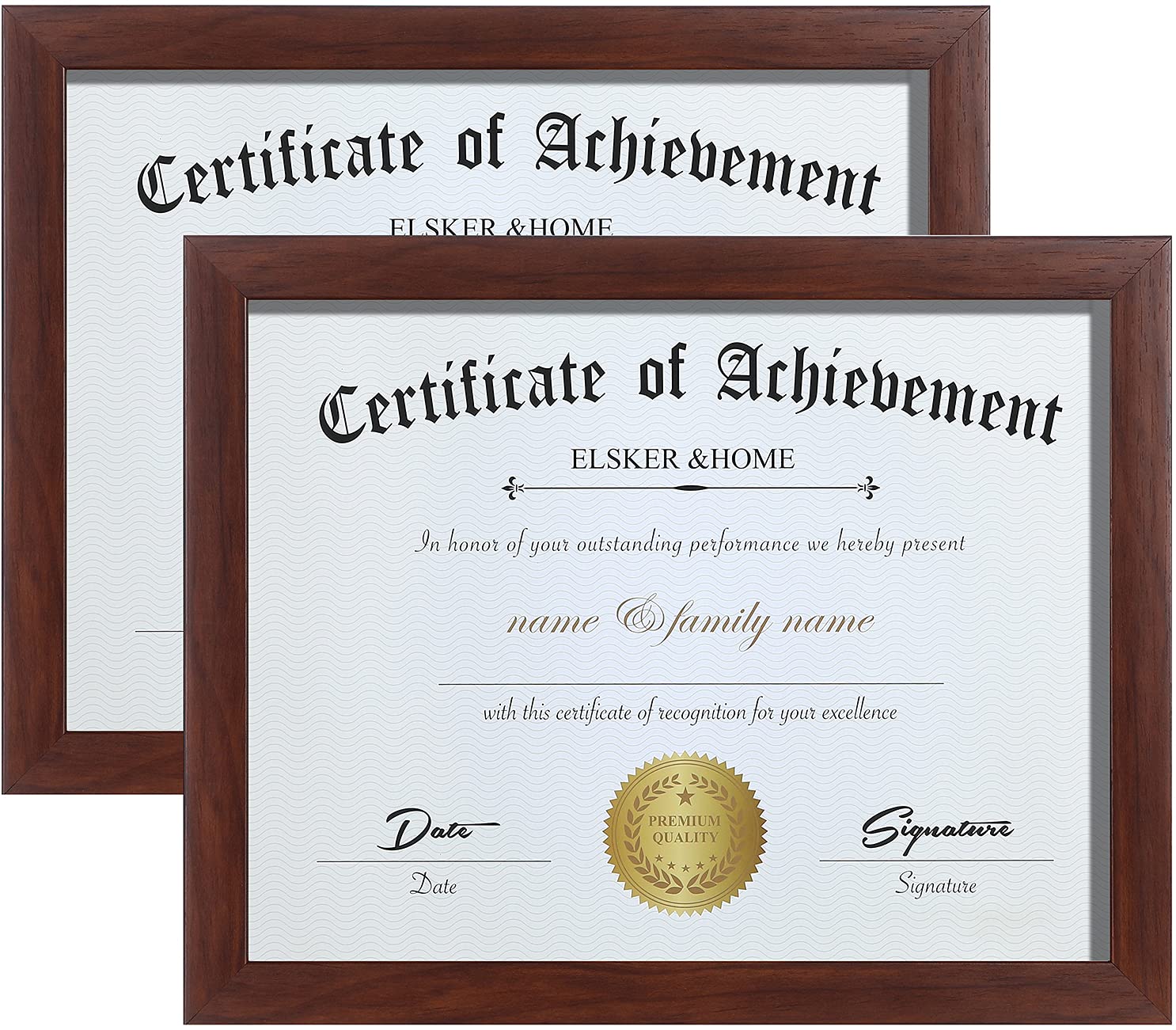 ELSKER&HOME 8.5x11 Certificate Frame - Classic Coffee Color Frame - Document&Certificate - Displays Diploma 8.5x11 Inch - for De