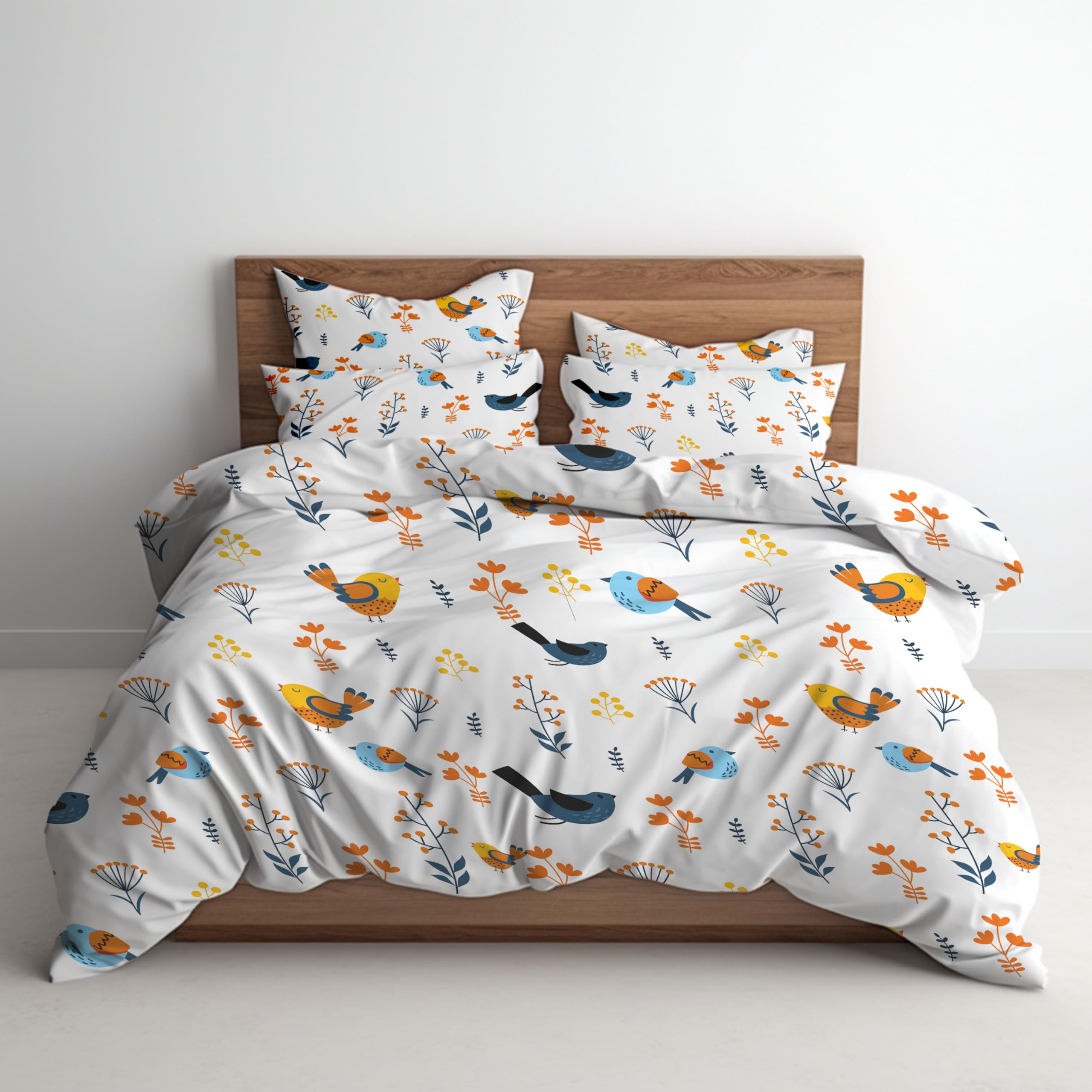 Egyptian Cotton Duvet Cover Queen Size 1000 Thread Count 1 Printed Duvet Cover & 2 Pillow Shams Long Staple Quilt Silky Soft, Br