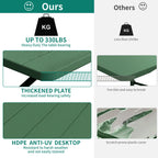 Yitahome 6Ft Outdoor Picnic Table With Wood-Like Tabletop, Sturdy Steel Frame And Umbrella Opening, Heavy Duty Picnic Table Ideal For Yard, Patio, Lawn Gatherings, Green