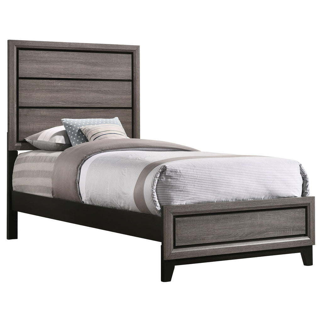 Coaster Home Furnishings Watson Transitional Wood Twin Size Panel Bed Frame 57-inch Headboard Grey Oak 212421T
