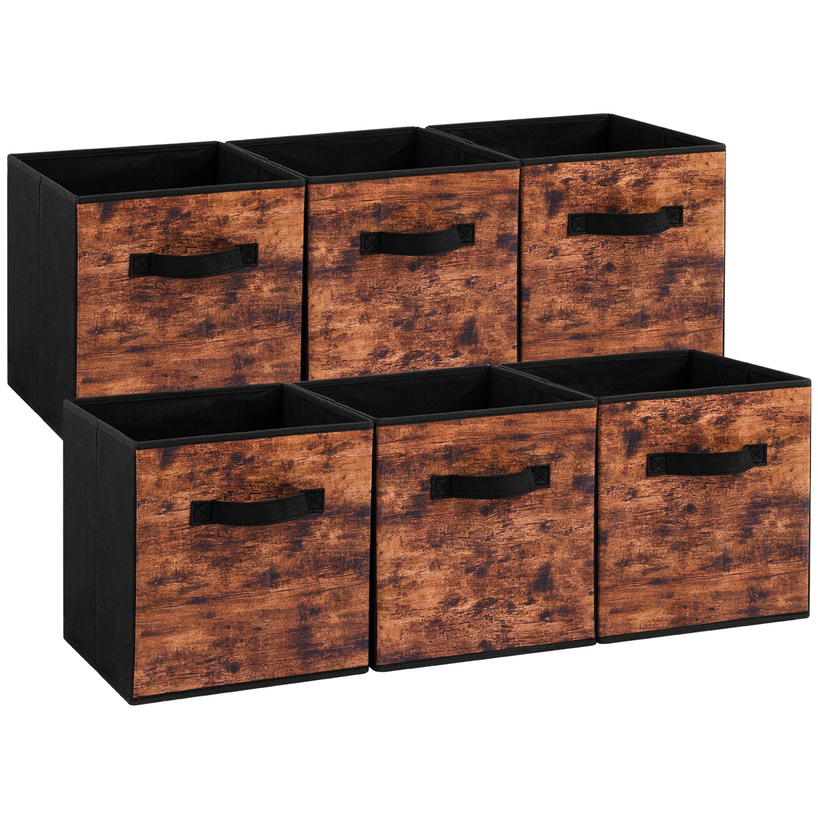 Stero Fabric Storage Cubes, 6 Pack Foldable Storage Bins with Handle, 13 Inch Storage Baskets Box for Shelves, Closet, Organizer