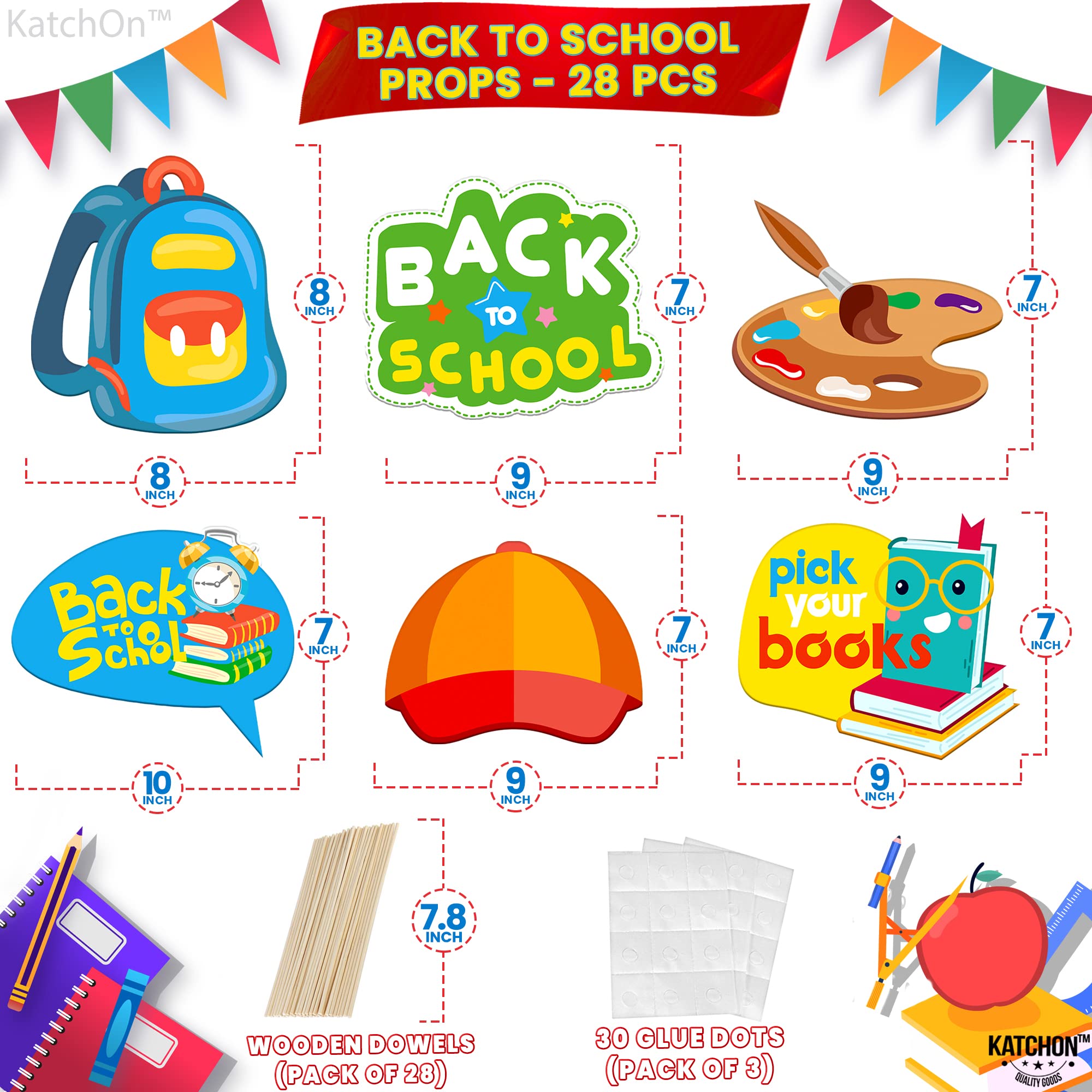 Katchon, Back To School Photo Booth Props - Pack Of 28 | Back To School Photo Props For Back To School Decorations For Classroom