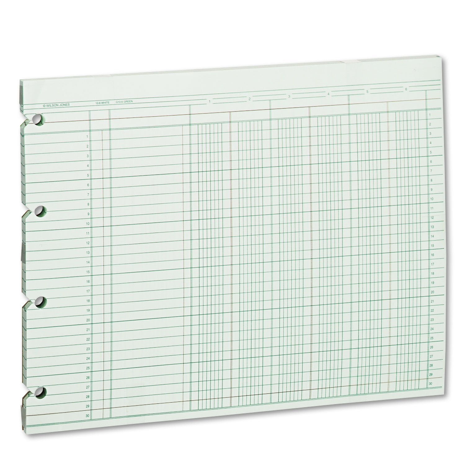 Wilson Jones Accounting Sheets, Six Column, 9-1/4 X 11-7/8, Green (Pack Of 100 Loose Sheets) (Wljg106)
