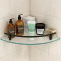 Motiqo Frosted Glass Corner Bathroom Shelf For Wall, Wall Mount Rack For Kitchen, Shelves For Kitchen, Corner Rack Bathroom Orga