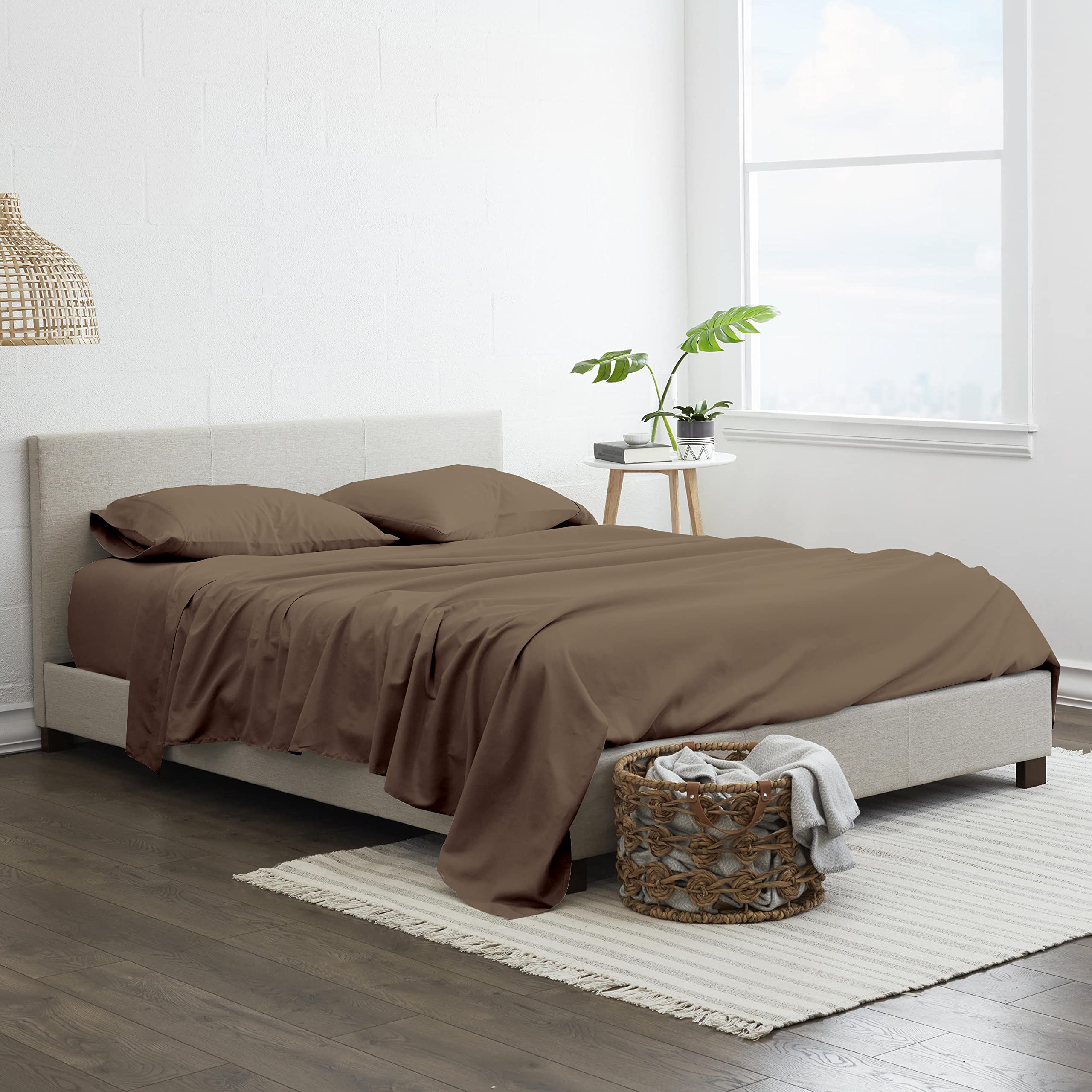 Mygiza Sheets,100% Giza Egyptian Cotton Sheets-California King Size Giza Cotton Sheets Set To Fit Upto 18 Inches Deep Mattress (4 Pcs) Taupe
