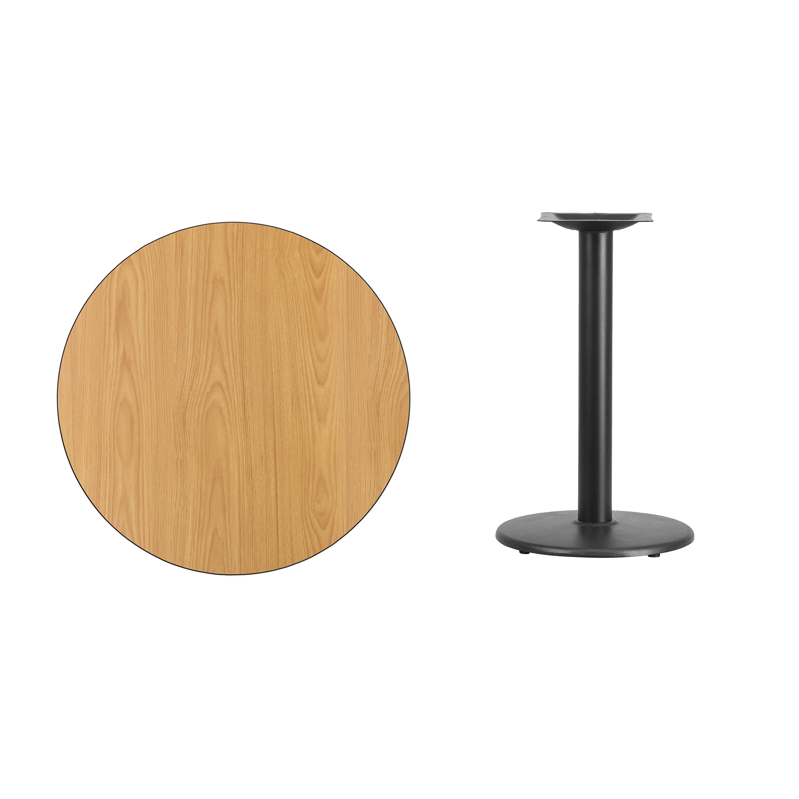 Flash Furniture 30'' Round Natural Laminate Table Top With 18'' Round Table Height Base