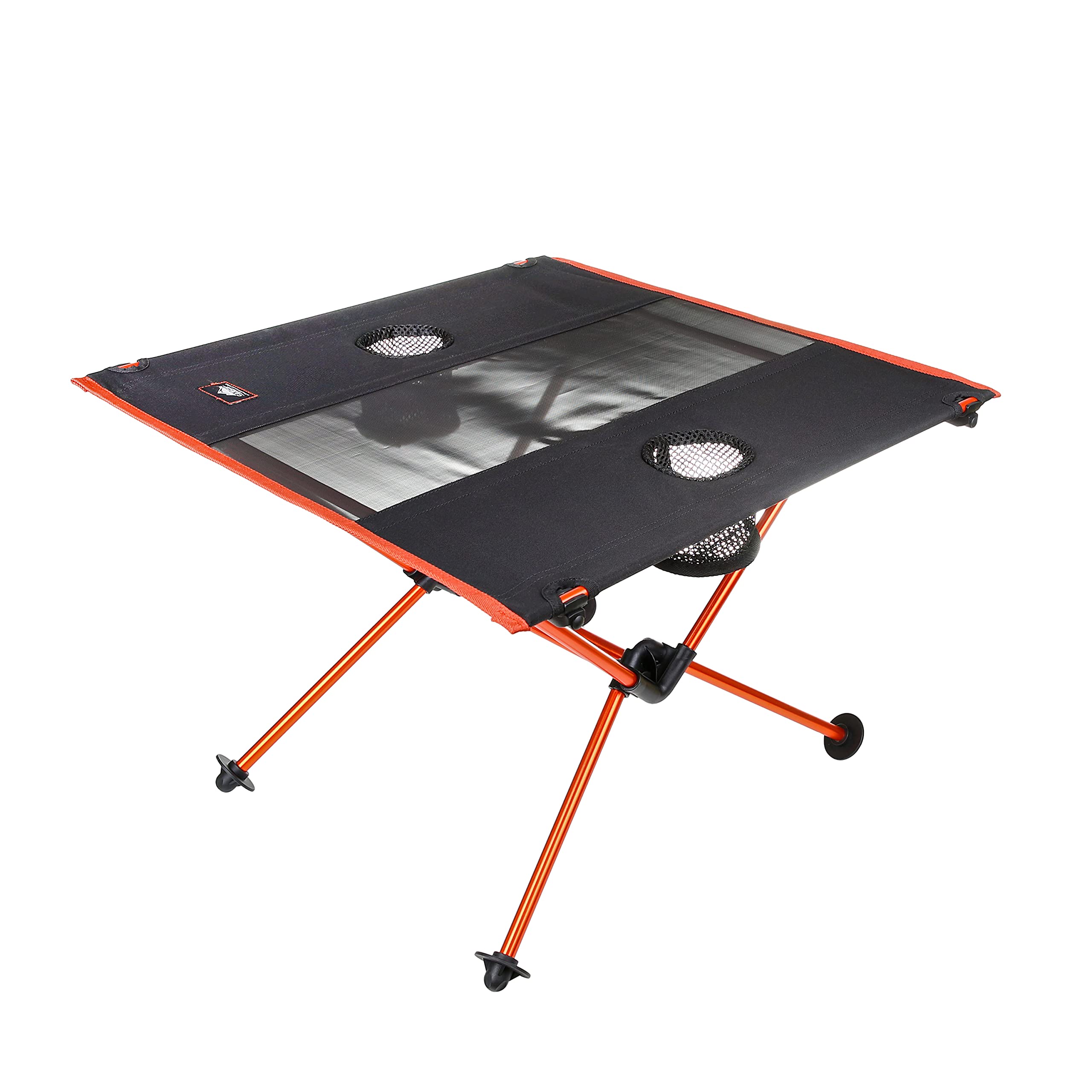 Cascade Mountain Tech TBL-UL-BK-E Camp Table, 21.2inx20.7inx14.8in assembled/22inx4.7in, in Bag, Black & Orange