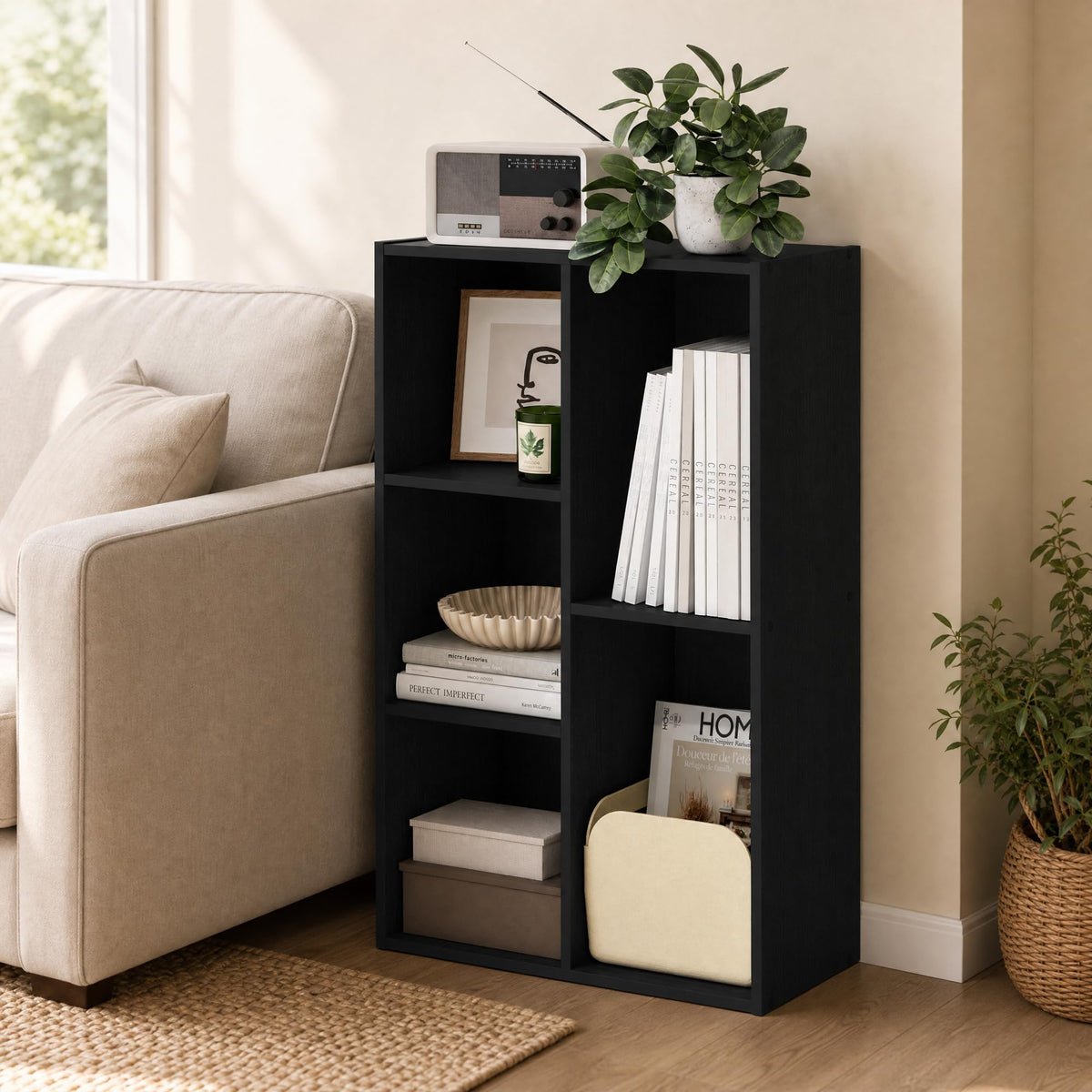 Mikkagu 5Cube Bookshelf, Reversible Bookcase, Book Shelf, Cube Storage Organizer, 9.4 x 19.5 x 31.5, for Home Office, Living Ro