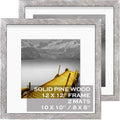 12x12 Picture Frames Wood Rustic Distressed White Display Pictures 10x10 or 8x8 with Mat or 12x12 without Mat - Each 12x12 Inch 