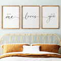 Set of 3 Framed Farmhouse All of Me Loves All of You Sign 11x14    Above Bed Wall Decor for Bedroom Decor Wall Art Wood Signs (1