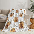 Highland Cow Print Blanket And Throws Cute Farm Animal Cow Gifts Throw Blankets Soft Cozy Fleece Plush Warm Flannel Bedding Blan