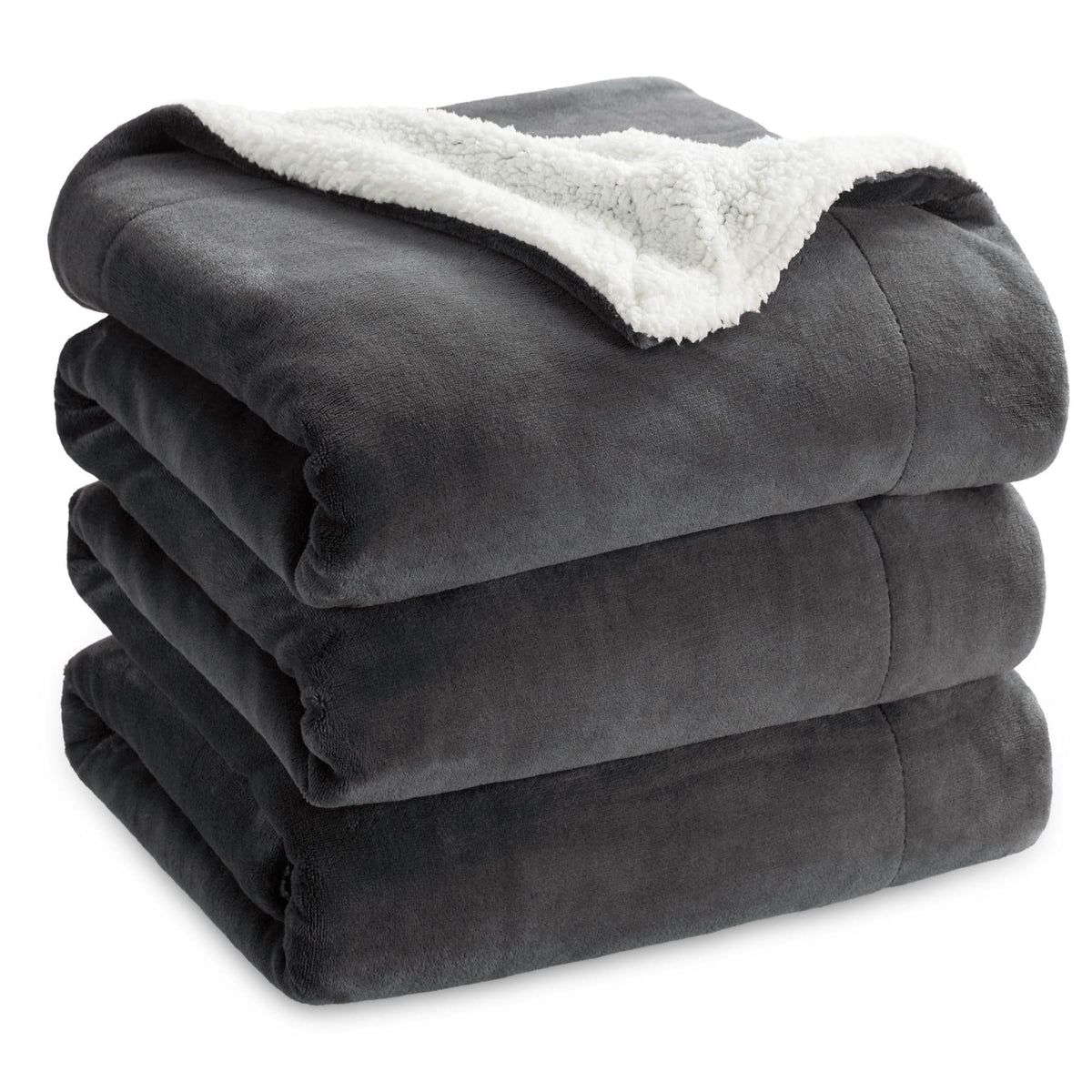 Bedsure Sherpa Fleece Queen Size Blankets For Bed - Thick And Warm Blankets For Winter, Soft And Fuzzy Blanket Queen Size, Charc