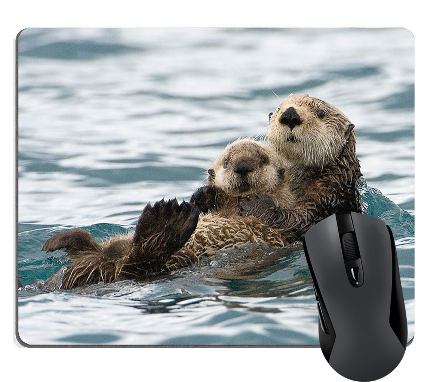 Wknoon Cute Sea Otters Mouse Pad Nature Animal Playing Water Funny Mouse Pads