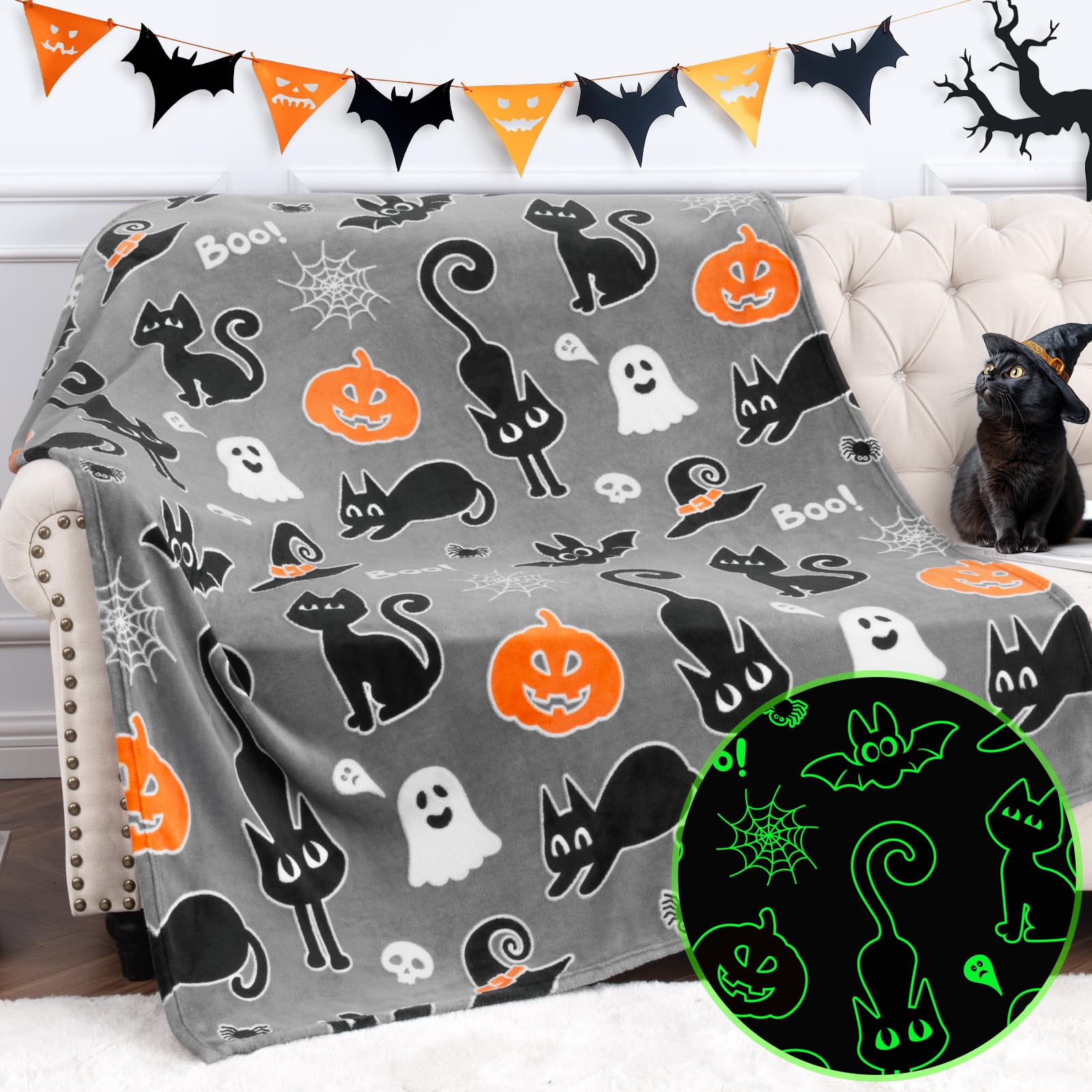Halloween Decorations Gifts For Girls Boys Toys - Glow In The Dark Halloween Blanket Costumes For Kids 3 4 5 6 7 8 9 10 11 12 13