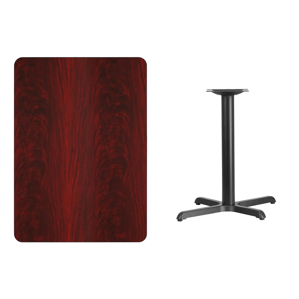 Flash Furniture 30'' x 42'' Rectangular Mahogany Laminate Table Top with 23.5'' x 29.5'' Table Height Base