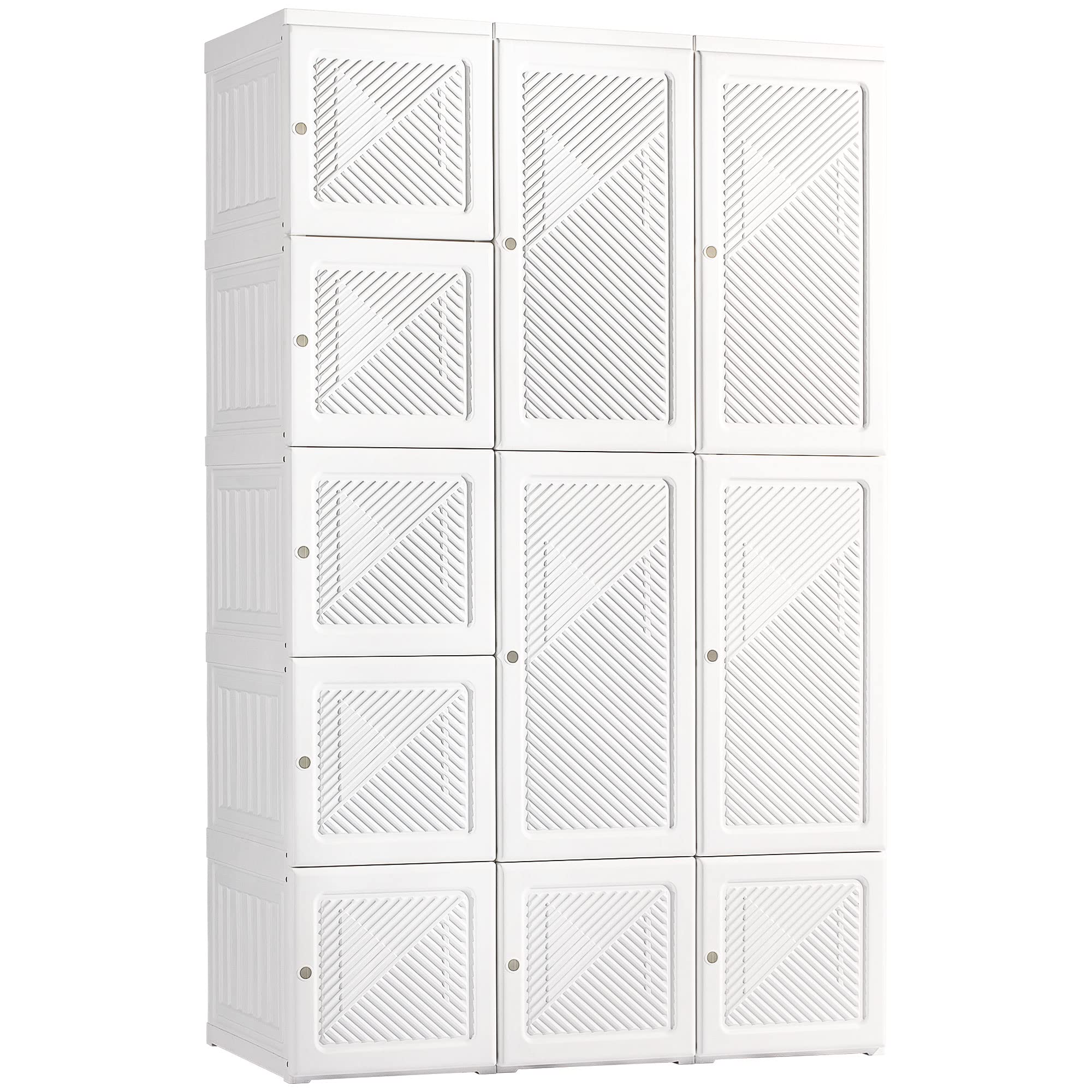HOMCOM Portable Wardrobe Closet, Folding Bedroom Armoire, Clothes Storage Organizer with 8 Cube Compartments, 2 Hanging Rods, 11